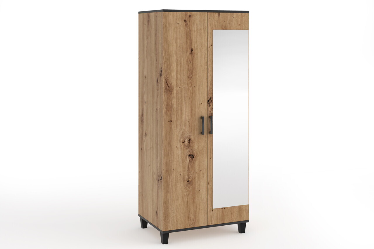 Dulap cu oglinda ADRK, Pola 11, 80x56x193 cm, PAL laminat, artisan — imaginea 2