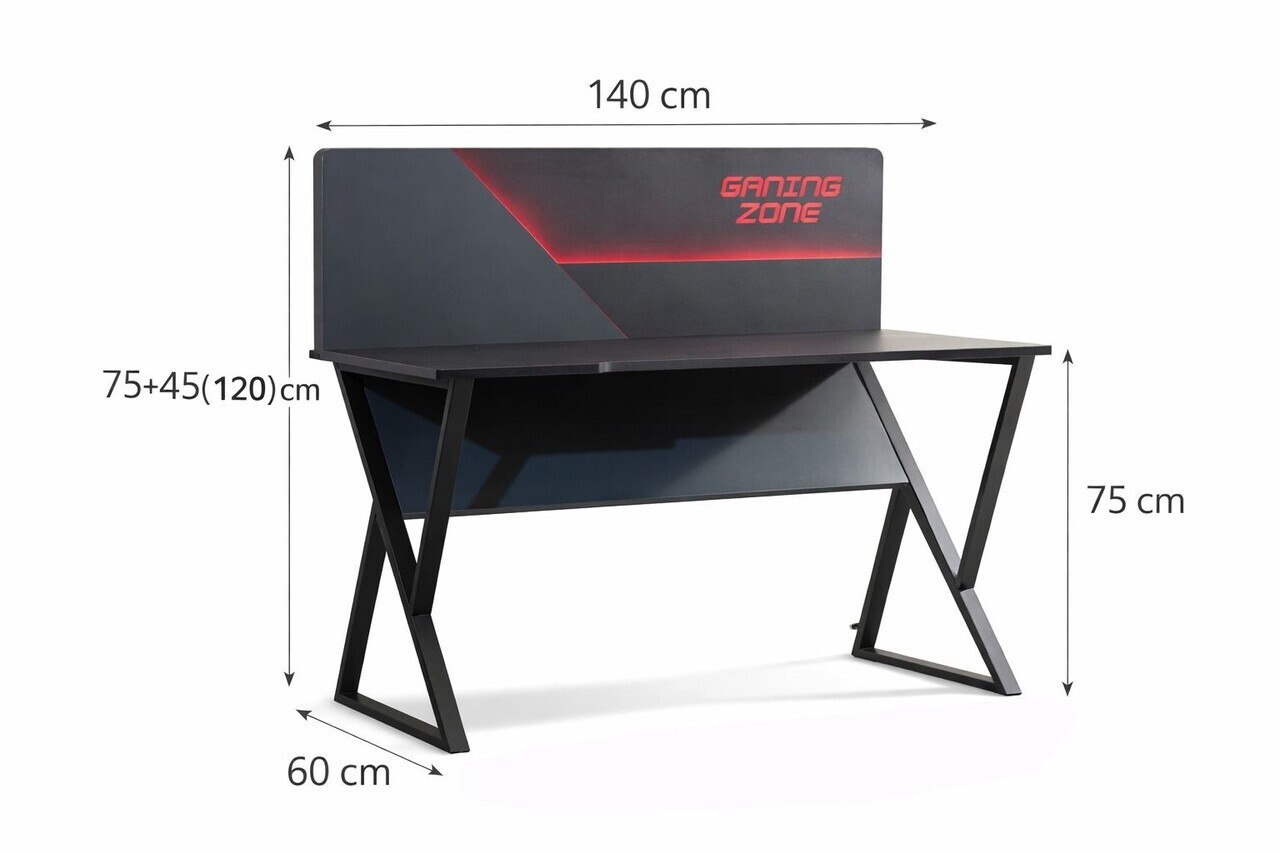 Birou, Hanah Home, Gaming Zone, 140x120x60 cm, PAL, Antracit - view 7