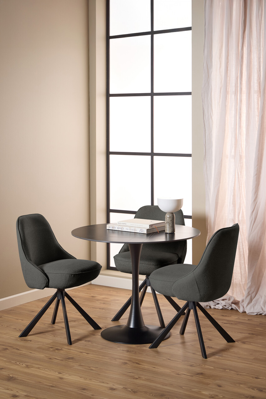 Scaun Carlton, Actona, 52x56x83.5 cm, rotativ, poliester/otel, gri inchis - view 7