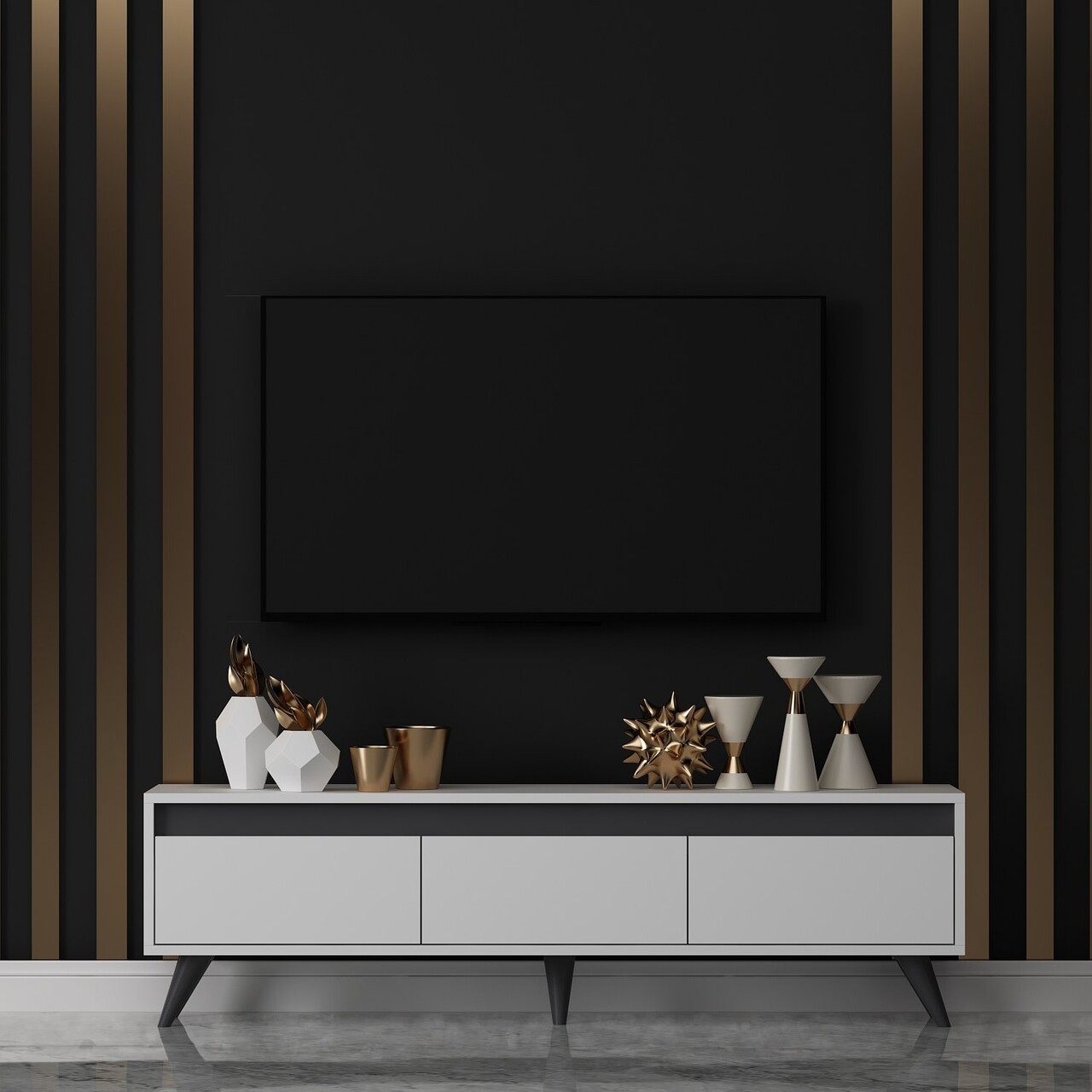 Comoda TV, Odessa, Century, 150x30x45 cm, PAL, Alb - 1 | YEO