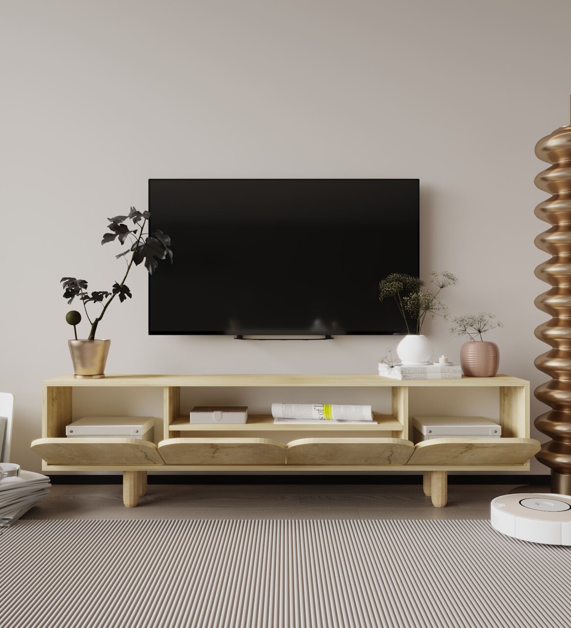 Comoda TV, Hanah Home, Lazio, 180x48x29.8 cm, PAL, Maro - imagine 3