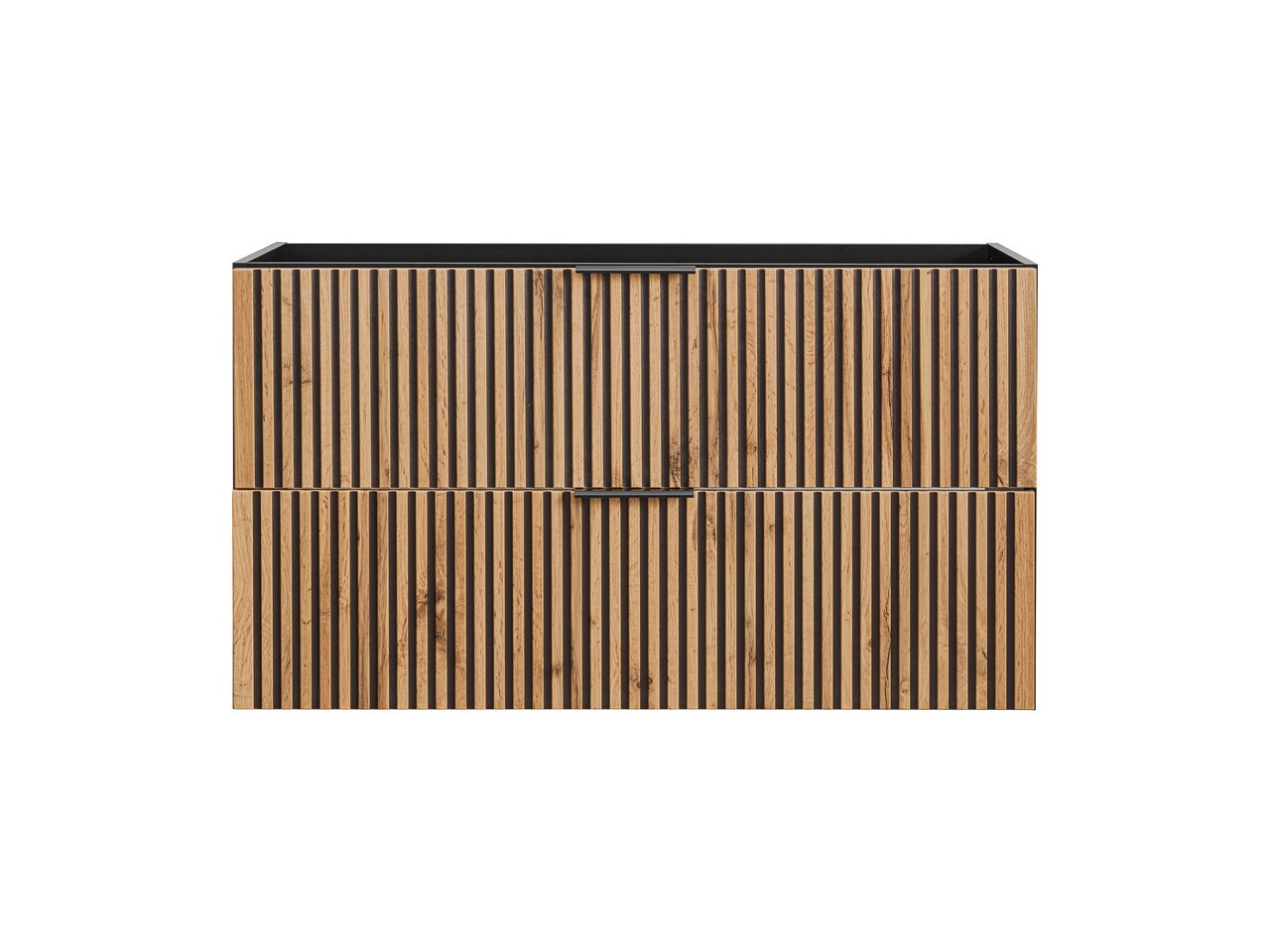 Set mobiler baie, dulap cu lavoar, 100 cm, Xilo, Comad, MDF/PAL laminat, stejar wotan/ gri piatra — imaginea 4