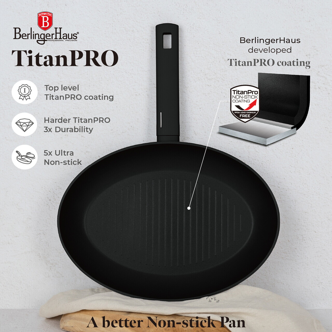 Tigaie pentru peste Berlinger Haus, Matte Black, 35 cm, aluminiu forjat, negru - imagine 10