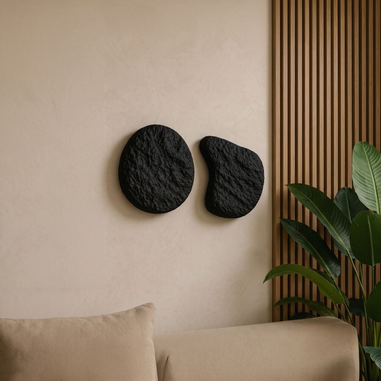 Set de accesorii decorative pentru perete, Myk3096, BETON CARBON, Dimensiunea obiectului 1: 20 x 20 cm, Negru