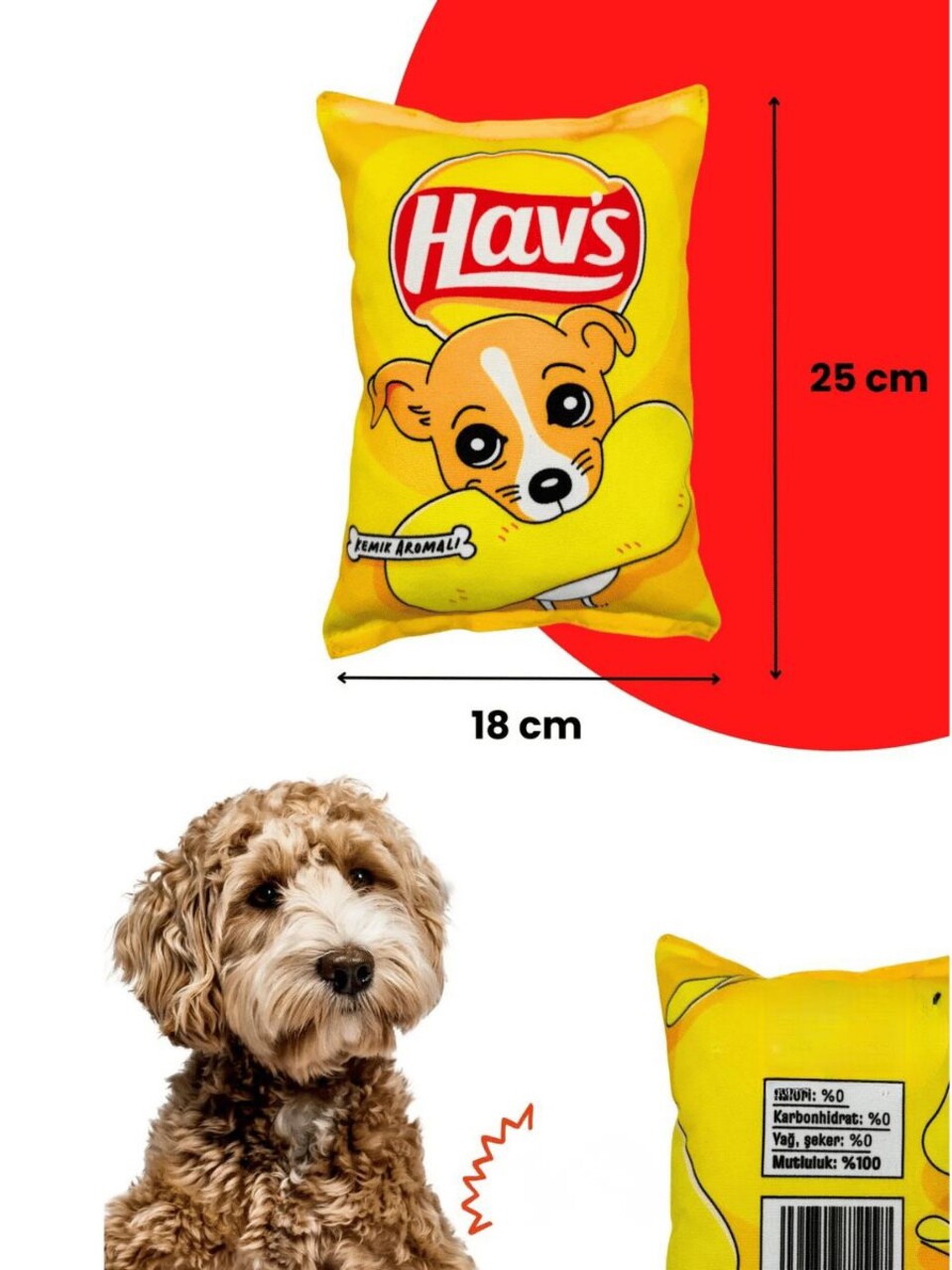 Jucărie pentru câini, Paws &amp; Whiskers, Havhav 1007, Poliester, Galben - imagine 2