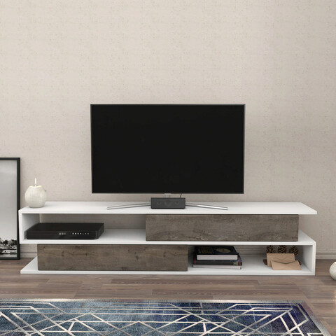 Comoda tv, retricy, cortez, 160x35.3x38.6 cm, pal, alb / wenge