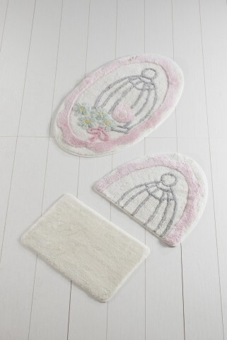 Set 3 covorase de baie, chilai, sweet bird - pink