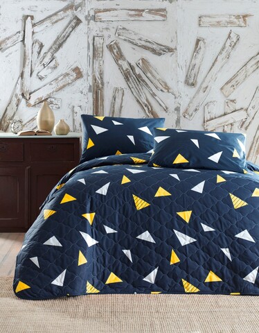 Set cuvertura dubla 3 piese, Lexa – Dark Blue, EnLora Home, Bumbac Ranforce Blue imagine 2022