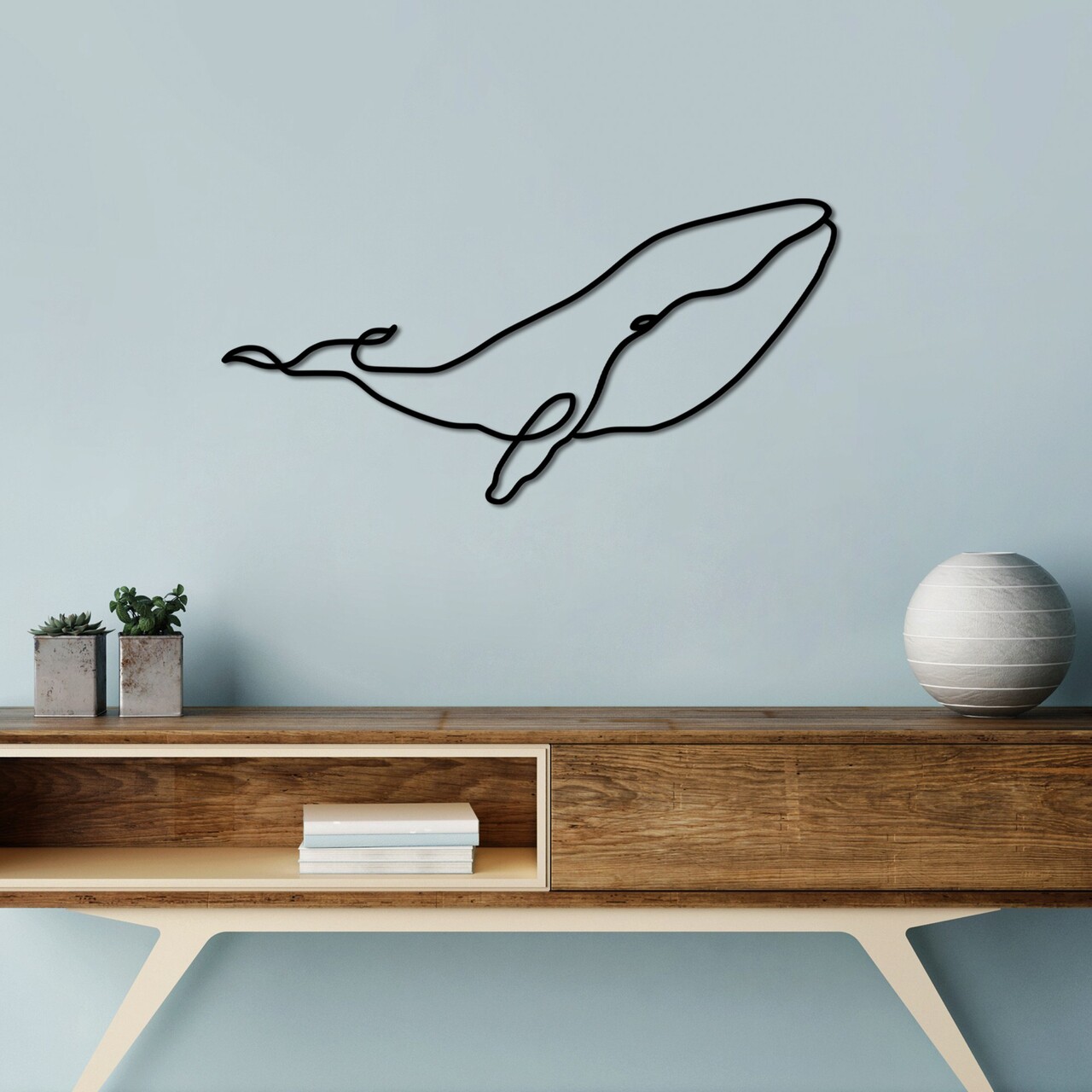 Decoratiune de perete, Whale, Dimensiune: 70 x 34 cm, Negru - view 2