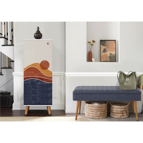 Set de mobilier pentru hol, Hanah Home, Vegas White, Alb/Albastru inchis