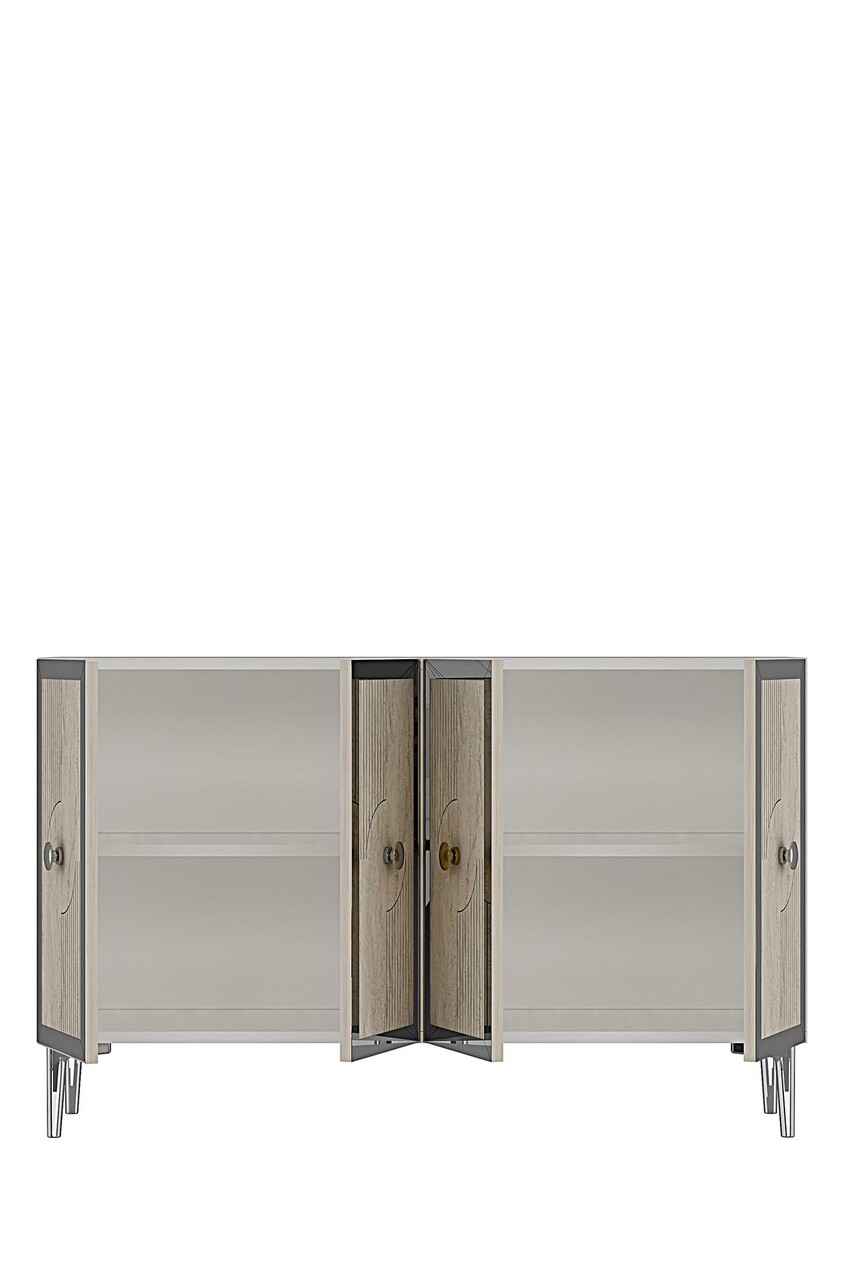 Consola, Hanah Home, Pega 120, 120x79x32 cm, White / Travertine / Silver - view 6