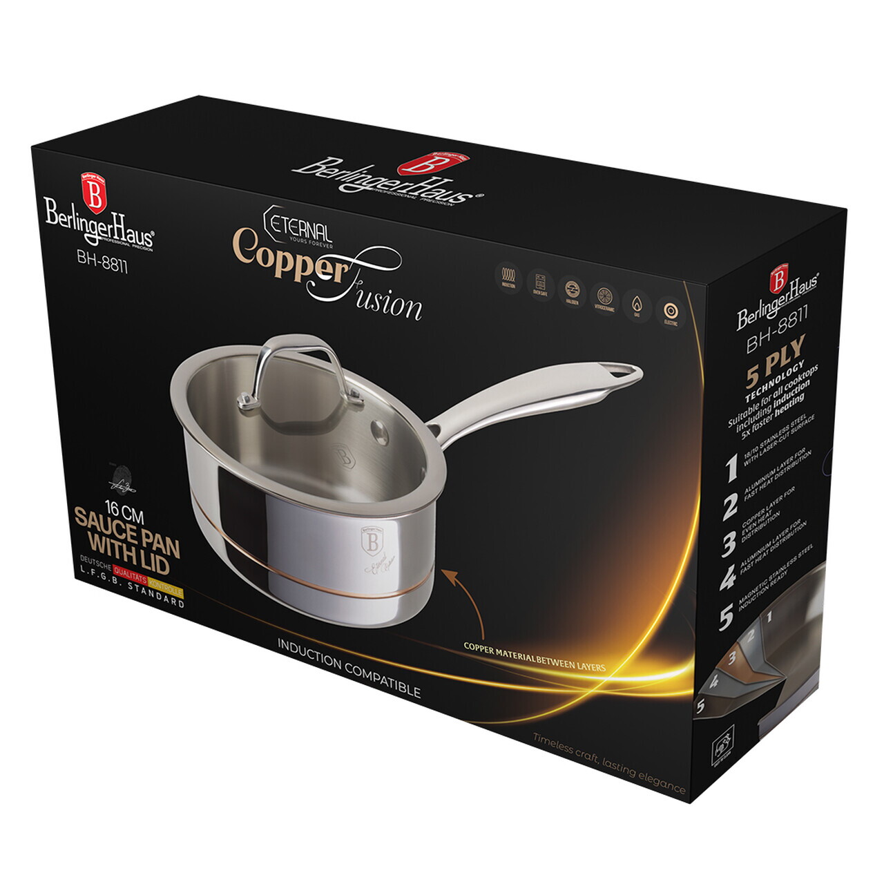 Cratita cu capac Berlinger Haus, Copper Touch, 16 cm, inox, argintiu - imagine 17