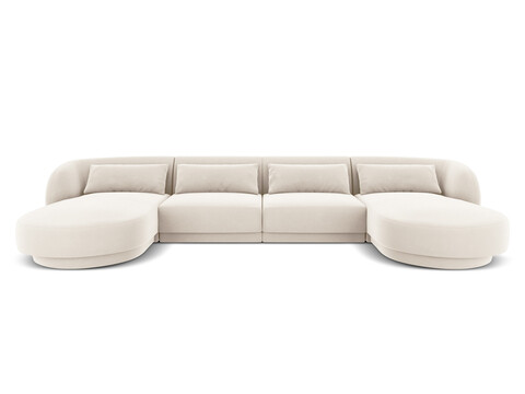 Coltar panoramic 5 locuri, Tulum, Cosmopolitan Design, 330x156x70 cm, catifea, bej deschis