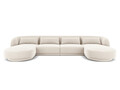 Coltar panoramic 5 locuri, Tulum, Cosmopolitan Design, 330x156x70 cm, catifea, bej deschis