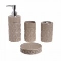 Set de baie InArt, 4 piese, ceramica, bej