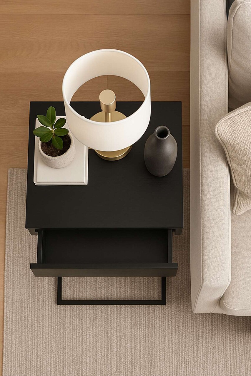 Masuta, Hanah Home, Veno, 42x64x36 cm, PAL, Negru - view 4