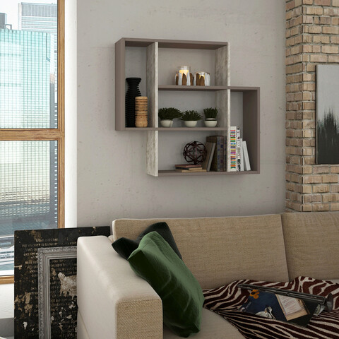 Raft de perete, homitis, mito, 87x80.5x20 cm, mocha deschis/bej