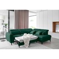 Coltar extensibil dreapta 4 locuri ELTAP, RT-35NU, Noble, 255x201x100 cm, lemn/poliester, verde inchis