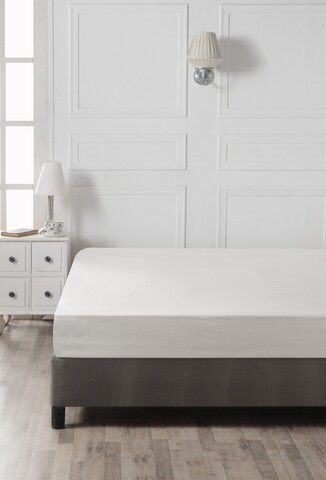 Cearceaf de pat cu elastic, 140×190 cm, 100% bumbac ranforce, Patik, White, alb