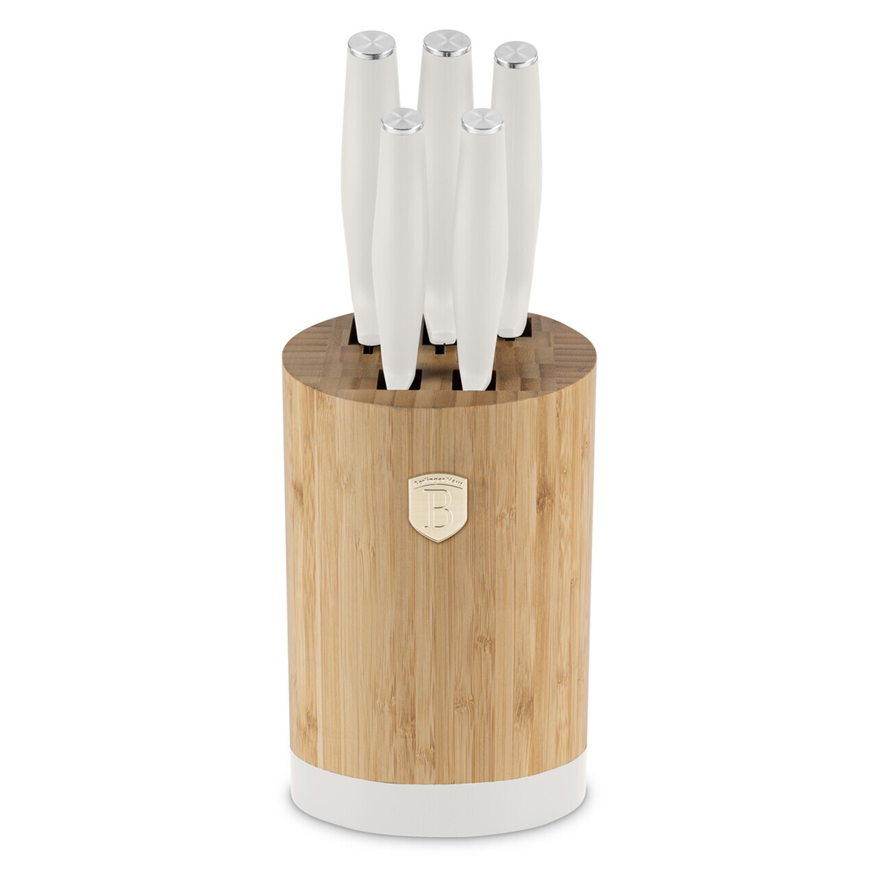 Set 5 cutite cu suport rotund Berlinger Haus, Sahara, inox/bambus, crem mat/natur - imagine 7