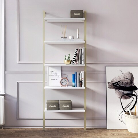 Corp biblioteca, minima, magliana, 66.5x180x29.5 cm, aur alb