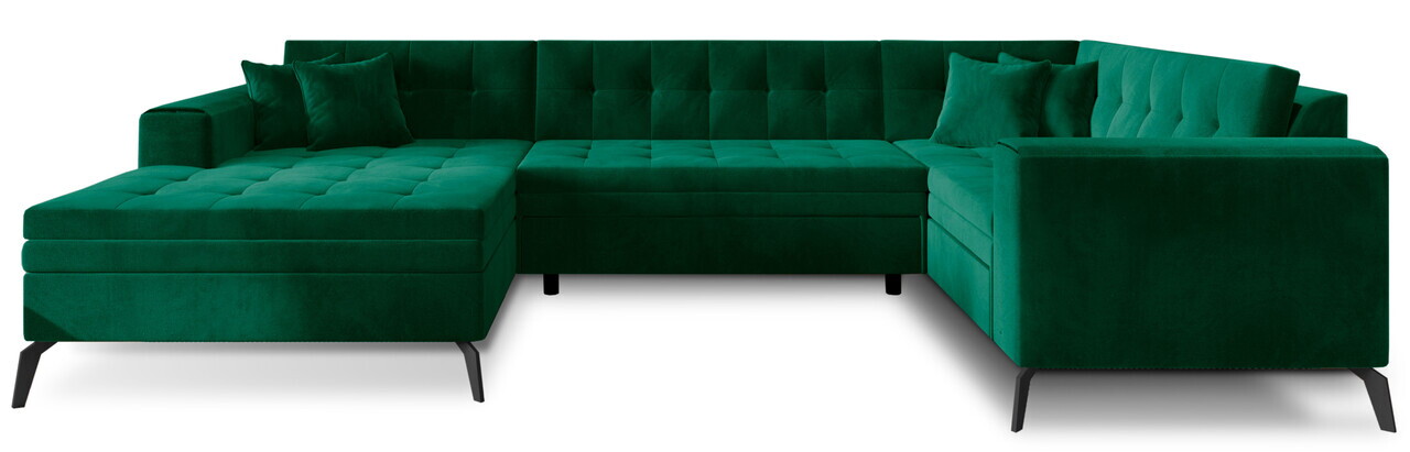 Coltar extensibil stanga 5 locuri ELTAP, MON-LT-35LU, Montez, 340x180x93 cm, lemn/poliester, verde inchis - view 3