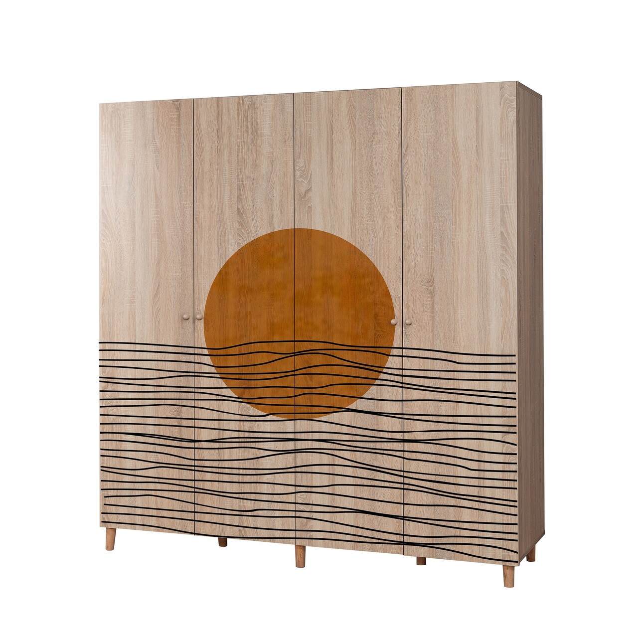 Dulap pentru haine, Vella, Loni 4 -974, 180x192x52 cm, PAL, Sonomo - 2 | YEO