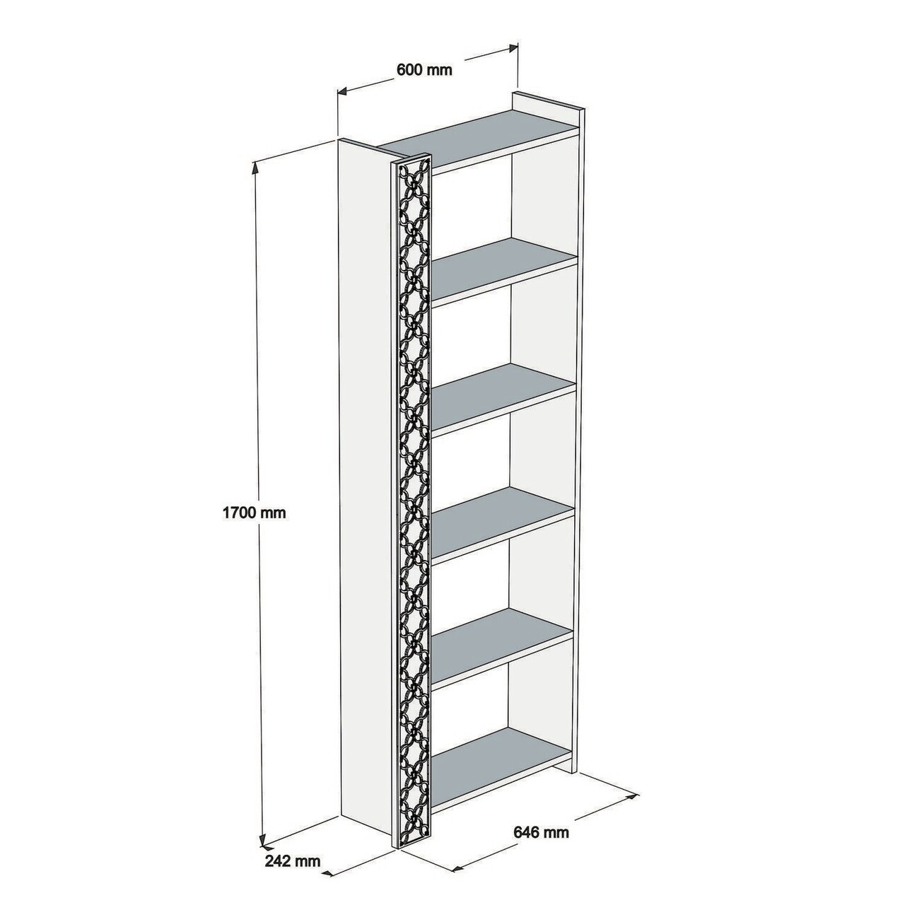 Corp biblioteca, Hommy Craft, City, 64.6x170x24.2 cm, Nuc/Alb