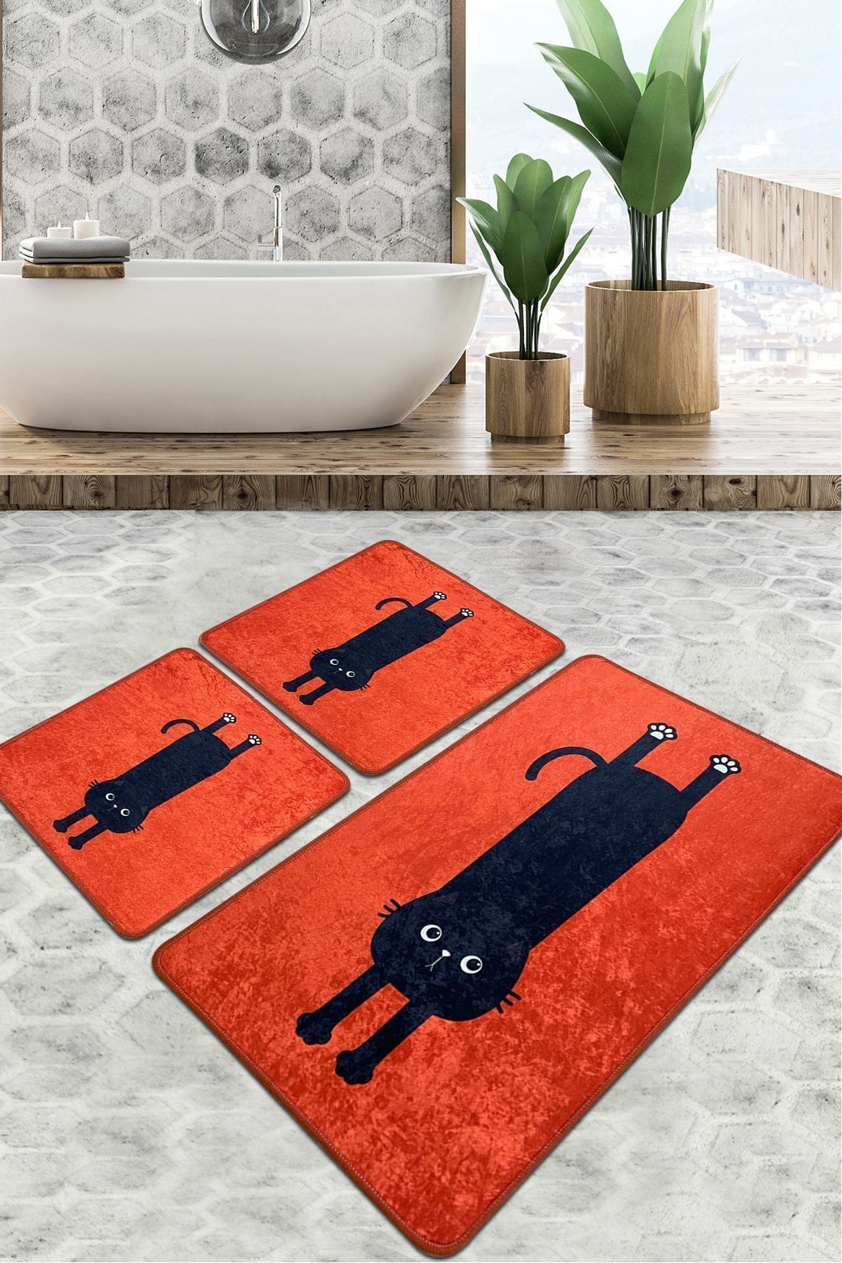 Set covorase de baie, L'essentiel Maison, Comfort, Rosu