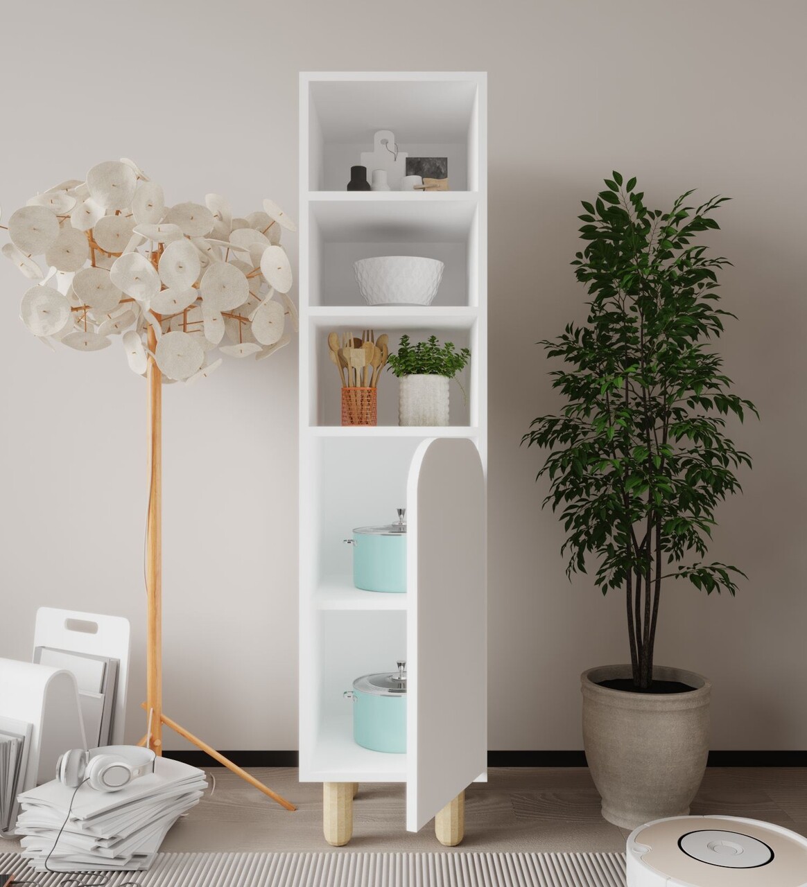 Dulap multifunctional, Hanah Home, Parma 1, 37x155x40 cm, PAL, Alb - view 3