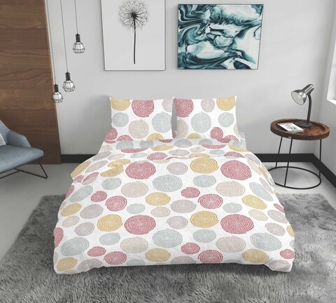 Lenjerie de pat dubla, Pois, Bedora, 200×220, 100% bumbac, multicolor