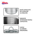 Set de gatit 8 piese, Medina, Vanora Home, 1.8 L / 2.5 L / 4.5 L / 6 L, inox, argintiu