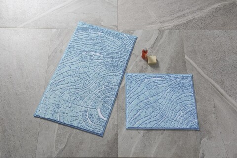 Set 2 covorase de baie Jungle, Confetti, 50x57 cm/57x100 cm, albastru