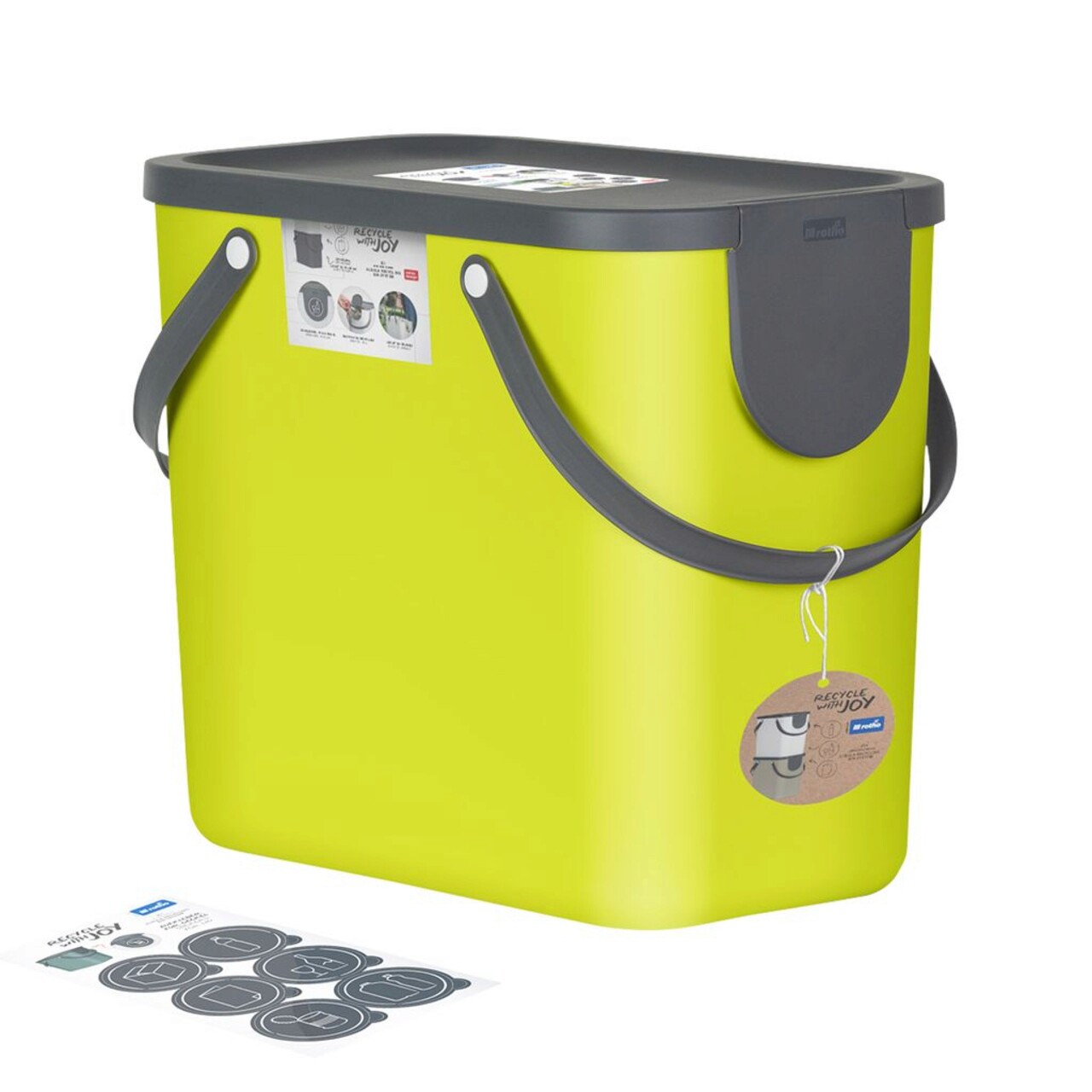 Cos De Gunoi Pentru Colectare Selectiva Albula, Rotho, 25 L, Plastic, Verde Lime