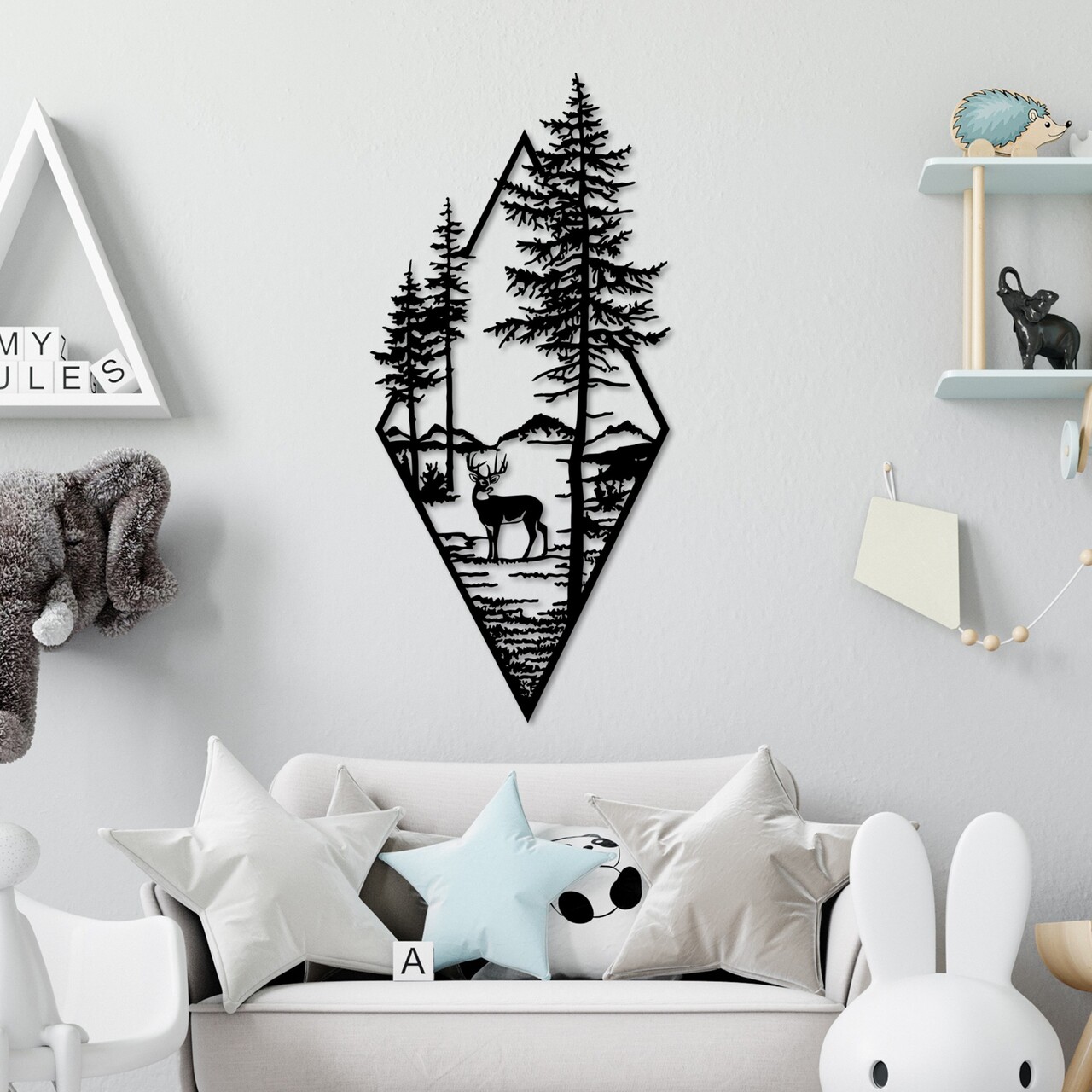 Decoratiune de perete, Deer, (Grosime: 1,5 mm), Negru - view 2