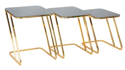 Set 3 masute Simple, Mauro Ferretti, 44×50.5×55.5 cm, fier, negru/auriu Masute living