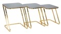Set 3 masute Simple, Mauro Ferretti, 44x50.5x55.5 cm, fier, negru/auriu