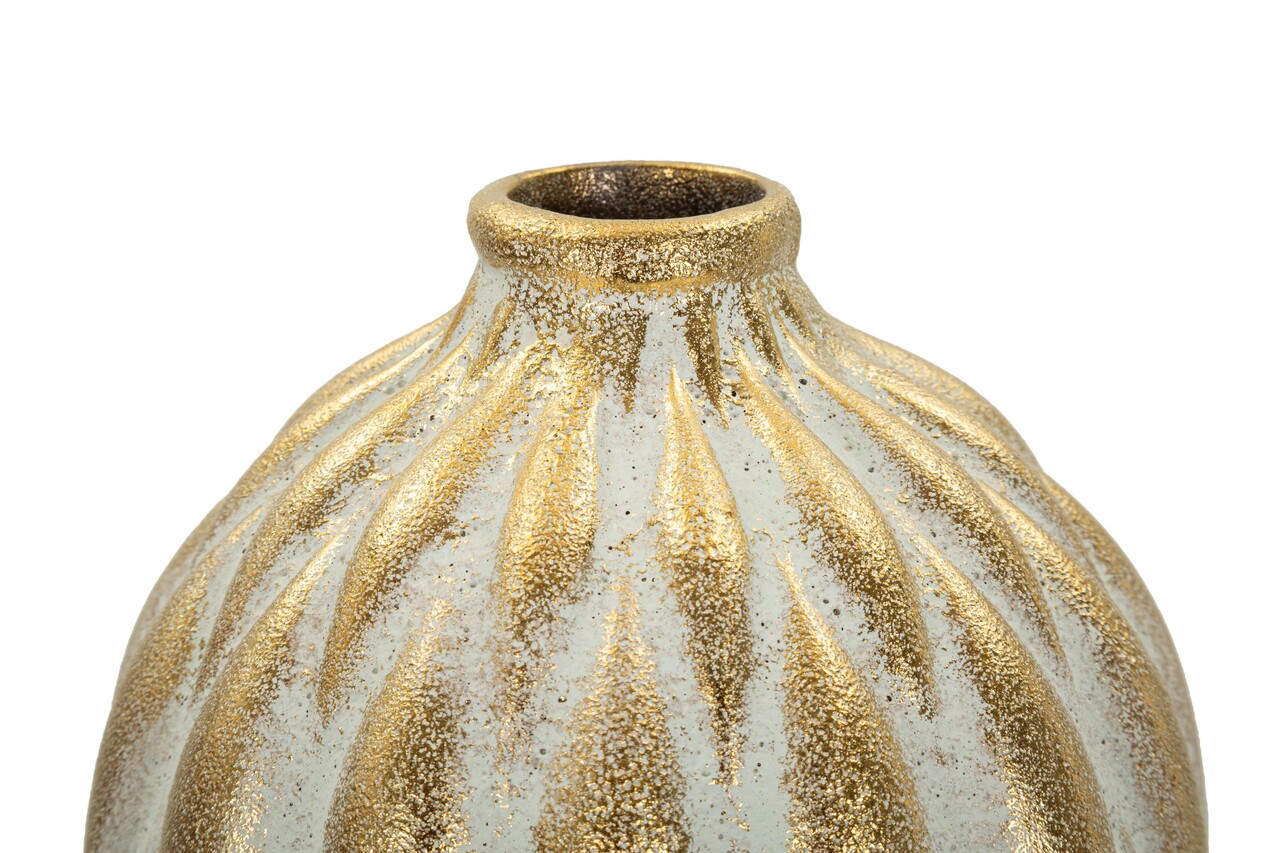 Vaza decorativa, Mauro Ferretti, Pepitas, 18.5x37.5 cm, ceramica, gri/auriu - view 3