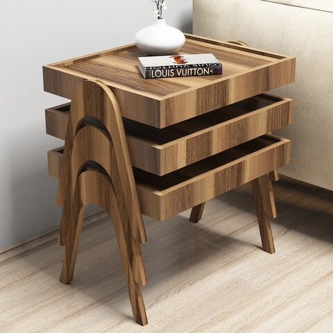 Set 3 masute Roma, Hommy Craft, 53.6x40x64 cm, maro 53.6x40x64