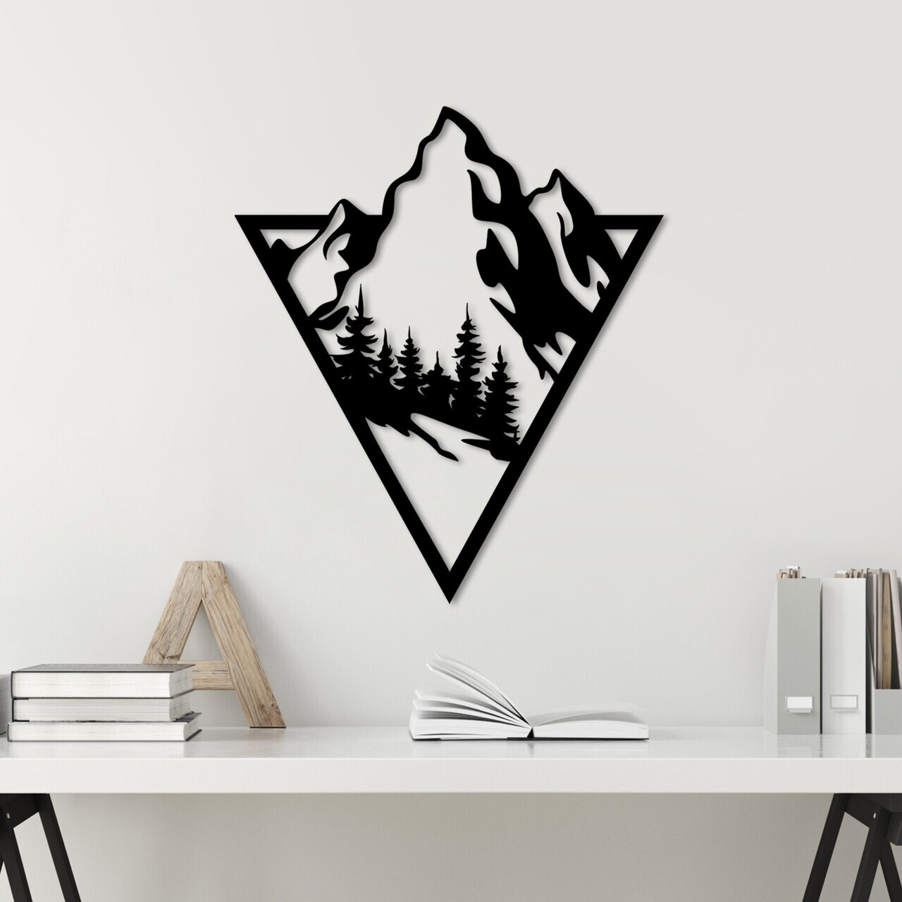 Decoratiune de perete, Montain 2, Dimensiuni: 53 x 46 cm, Negru — imaginea 2