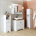 Set Dulap de Baie cu Chiuvetă și Oglindă (4 Piese), Hanah Home, 2395, MDF-LAM, Alb mat