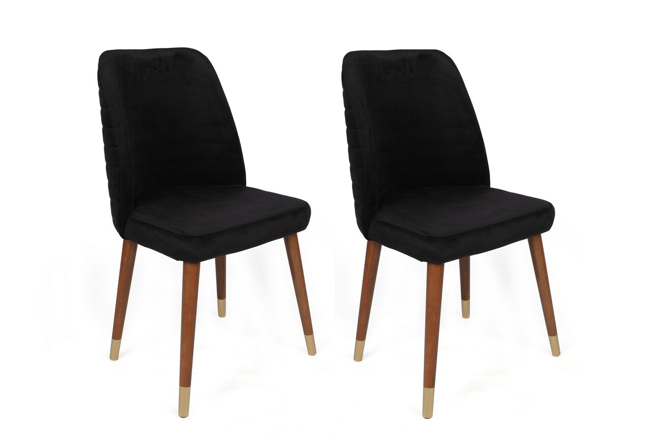 Set de scaune, Nmobb, Hugo-386 V4, Metal, Negru / Nuc / Auriu - 1 | YEO
