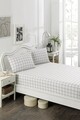 Set de pat dublu (cearceaf cu elastic si perne) 3 piese, Artus - Grey, Eponj Home, 65% bumbac/35% poliester