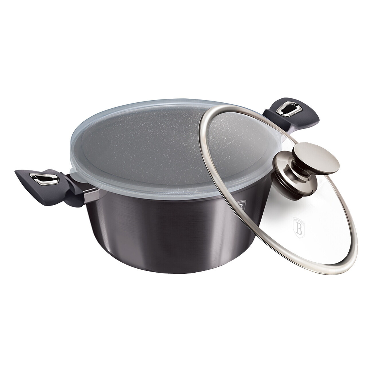 Oala cu capac Berlinger Haus, Carbon Pro, 30 cm, 8 L, aluminiu forjat, gri inchis - imagine 6