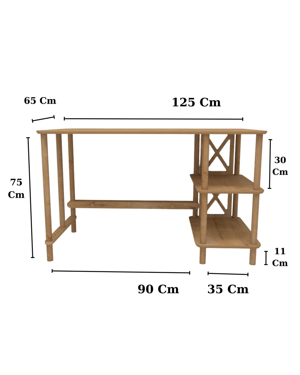 Birou, Hanah Home, Vivace, 125x75x65 cm, Stejar - view 6