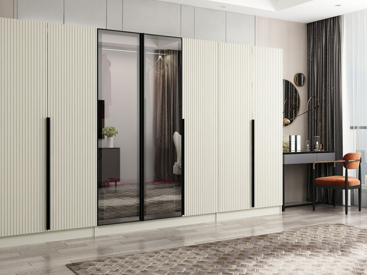 Dulap pentru haine, Hanah Home, Nisa, 315x210x52 cm, Gresie — imaginea 2