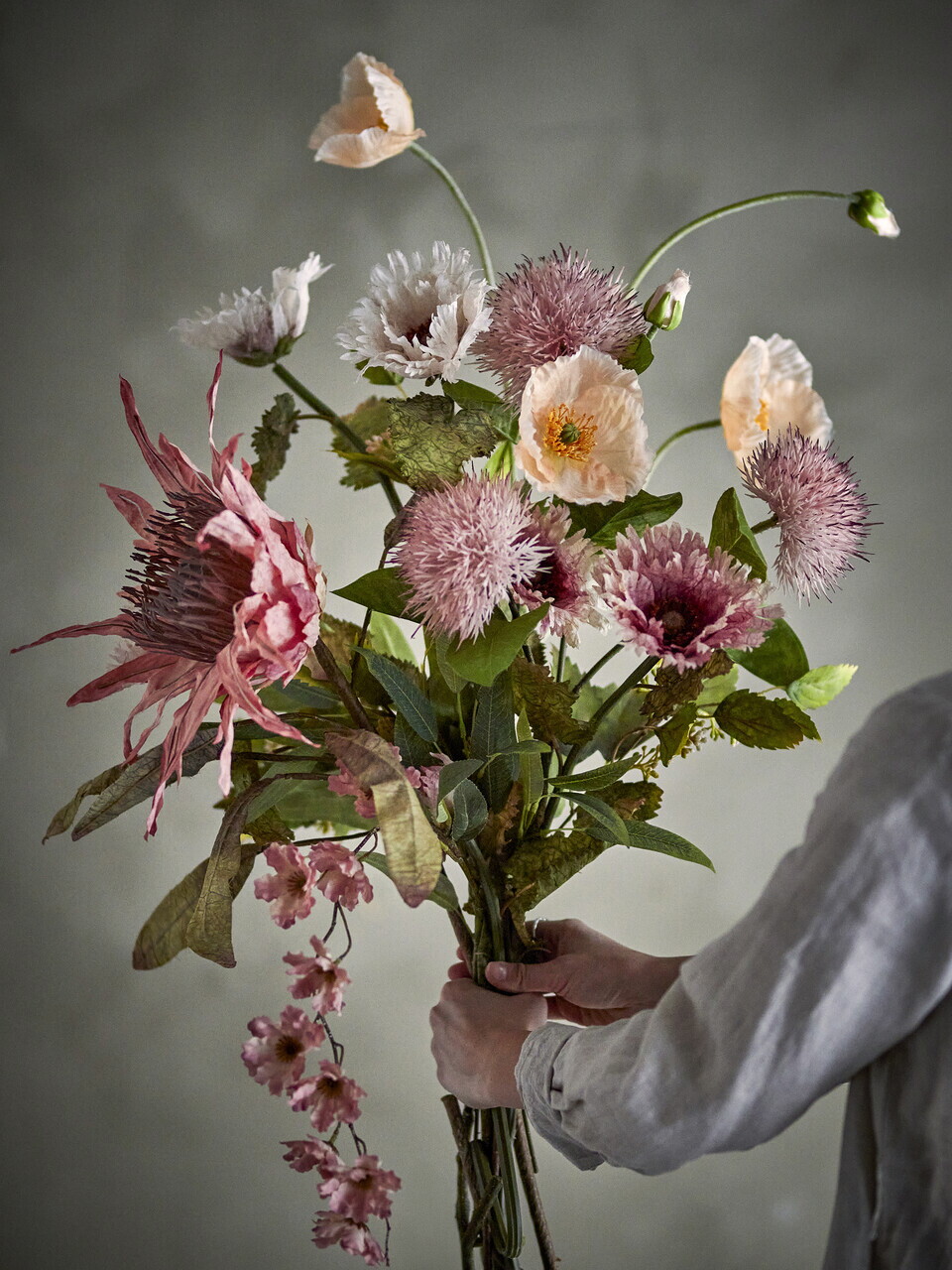 Buchet flori artificiale, Bloomingville, Dust, 40x109 cm, poliester/polietilena, roz - view 3