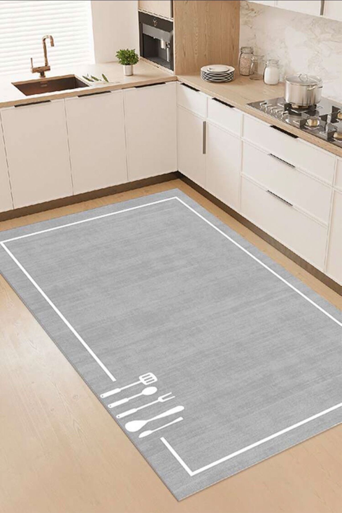 Covor, Mutfak-000085-015, 120x250 cm, Poliester, Gri