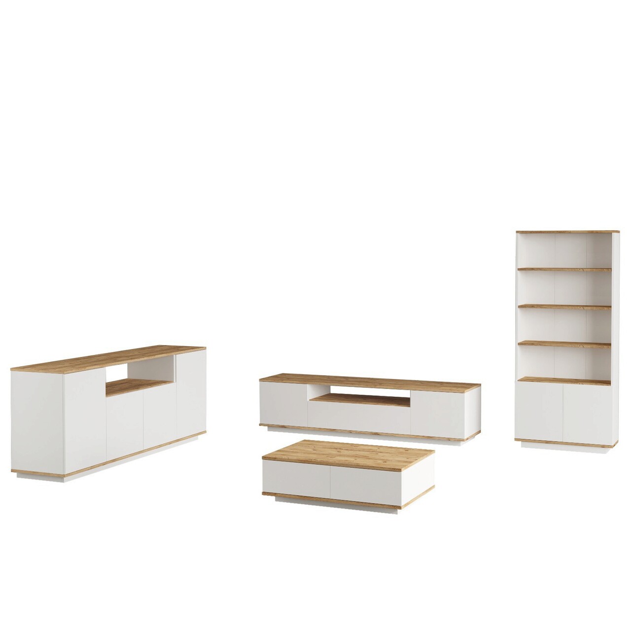 Set mobilier living, Hanah Home, Fr19-Aw, Pin Atlantic / Alb - imagine 3