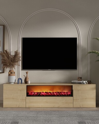 Comoda TV, Hanah Home, Elodi Fireplace, 180x45x34.6 cm, PAL , Maro
